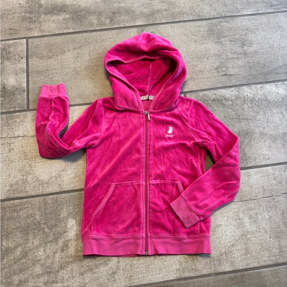 Juicy Couture Girls' Pink Velour Zip-Up Hoodie size 6